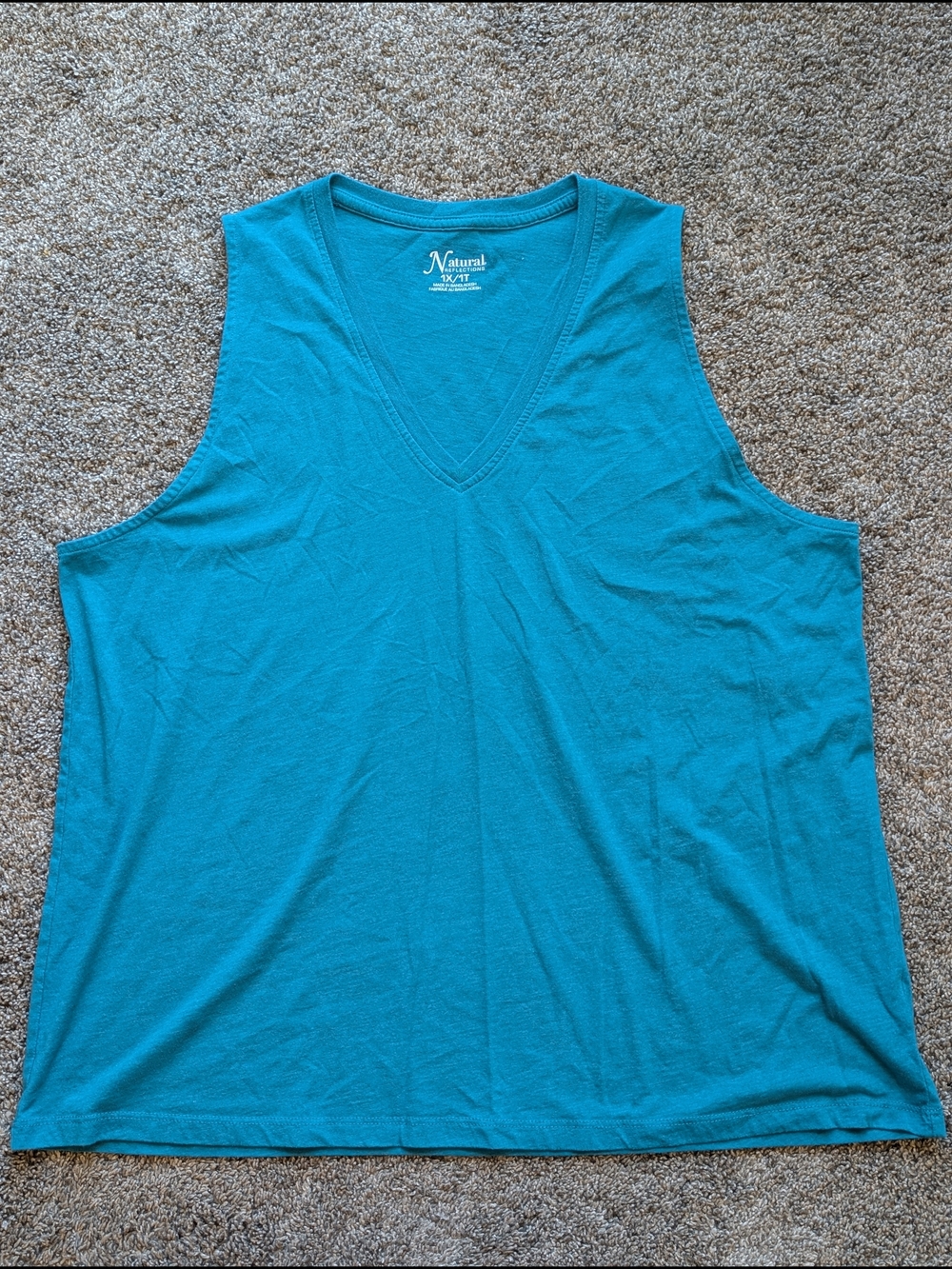 Natural Reflections Teal V-Neck Sleeveless Tank Top